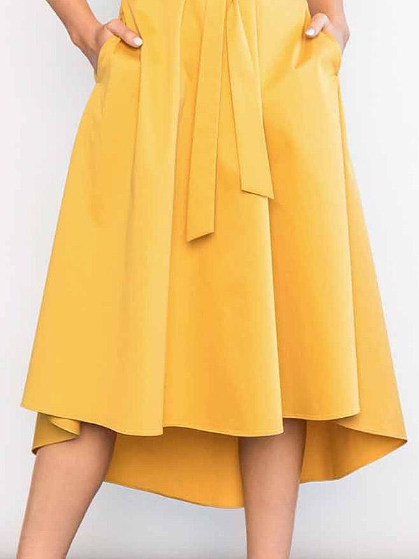 Atella kokvilnas kleita, kas apsieta ar lenti ap vidukli "Helena Yellow"