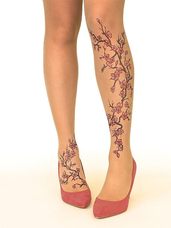 Stop & Stare колготки с татуировкой "Charry Blossoms 20 Den Sun"