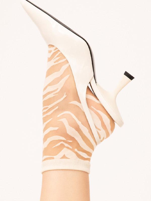 Fiore носки с узором зебры "Steppe 15 Den Nude - White"