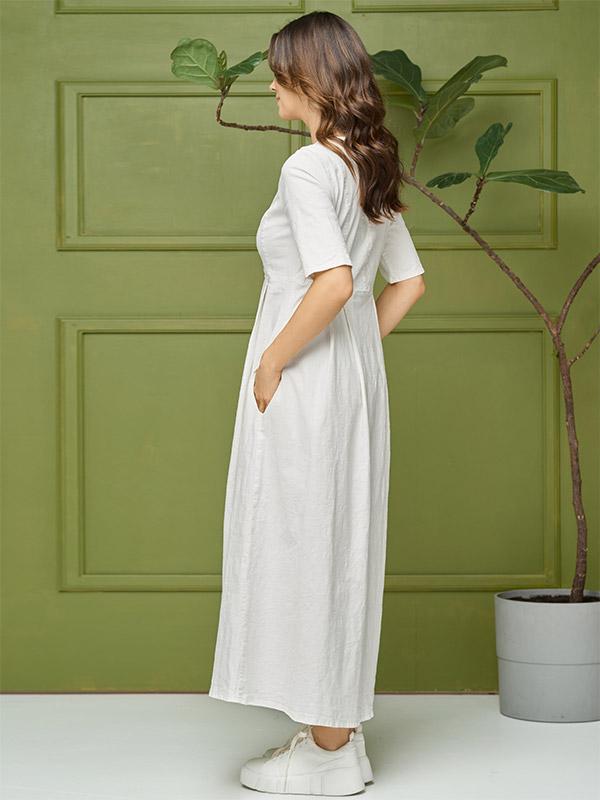 Lega elastīga lina kleita "Carmelita White"