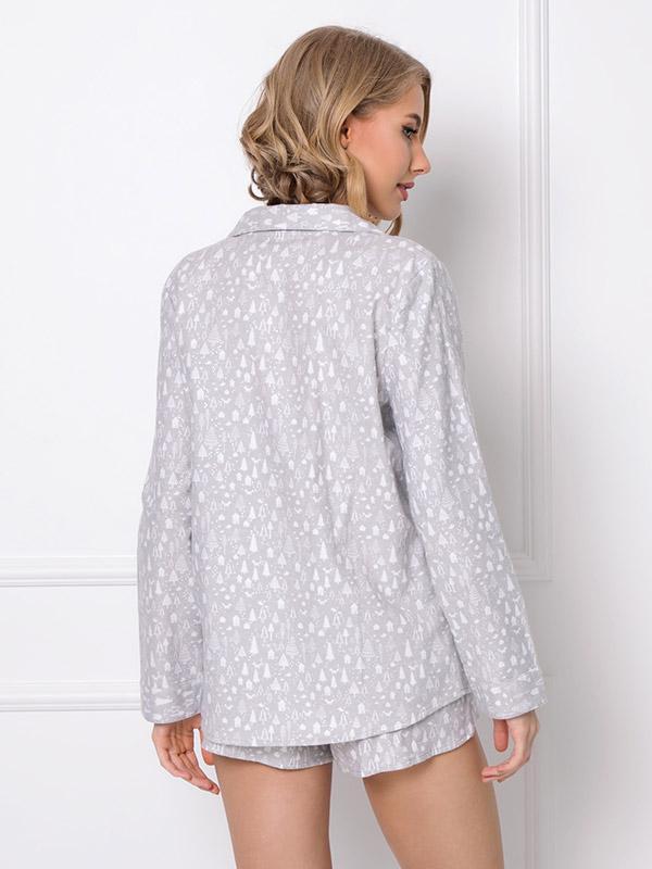 Aruelle īsa pogājama kokvilnas pidžama "Aria Short Beige - White"
