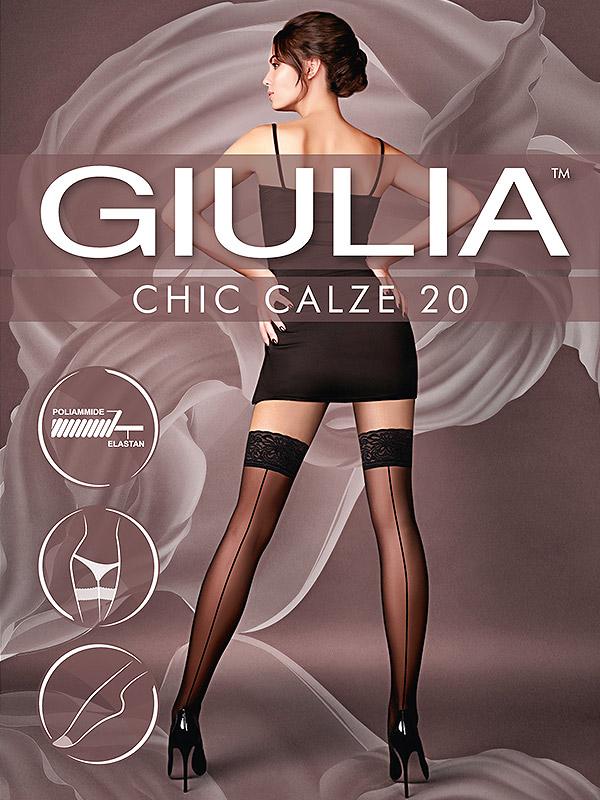 Giulia pielīmējamās zeķes ar vīli aizmugurē "Chic 20 Den Nero"
