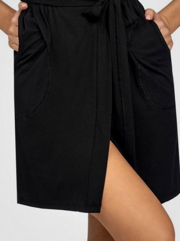Donna короткий вискозный халат с кружевом "Ivana Black"