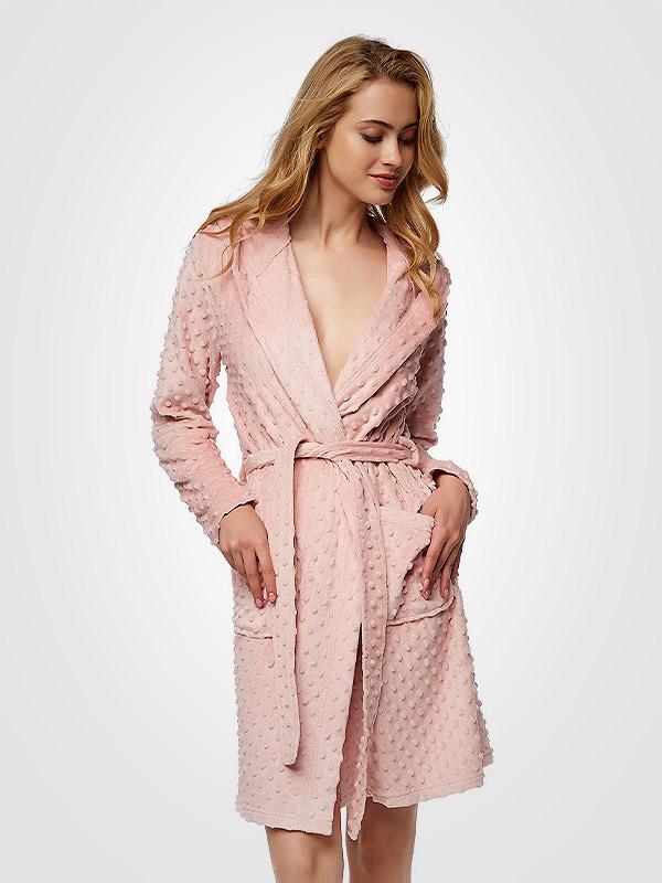 Esotiq īss halāts ar kapuci "Nirel Pink"