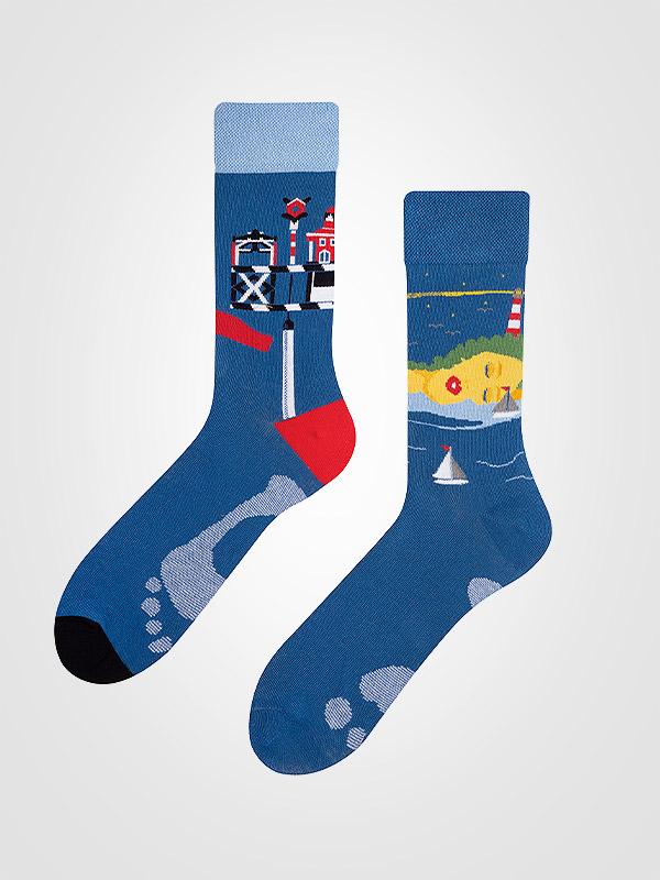 Spalvotos Kojines хлопковые унисекс носки "Neringa Blue - Multicolor"