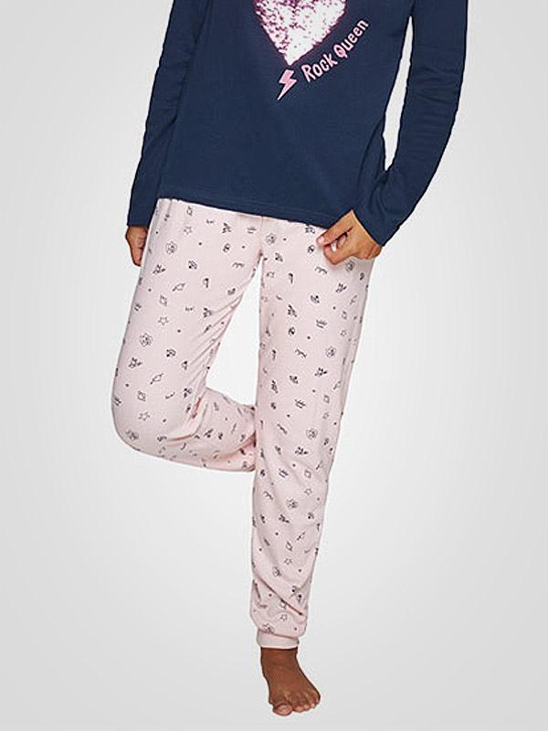 Muydemi gara silta pidžama "Grethen Navy - Pink"