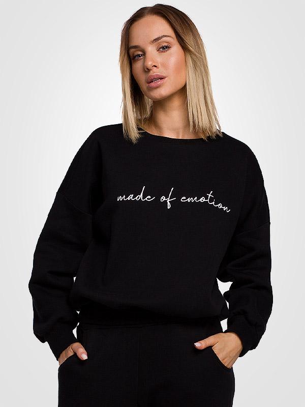 MOE oversize kokvilnas džemperis "Emotion Black"