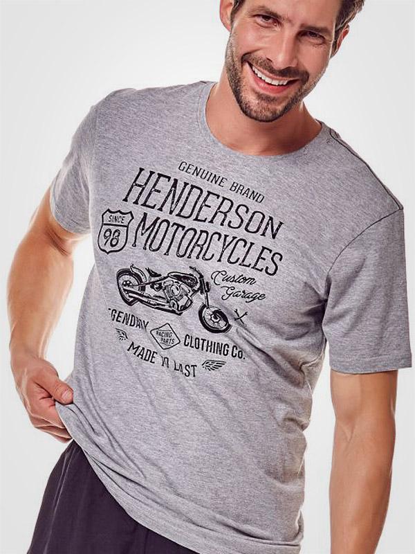 Henderson kokvilnas vīriešu pidžama "Motorcycles Grey - Black"