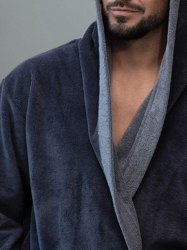 Belmanetti vīriešu divslāņu halāts ar kapuci "Drake Velour Dark Grey"