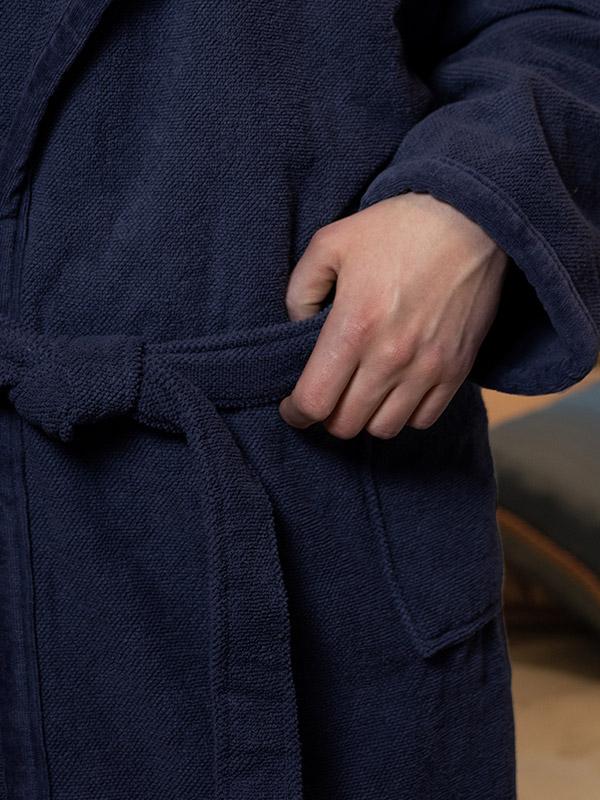 Belmanetti unisex kokvilnas halāts ar kapuci "Aiden Navy"