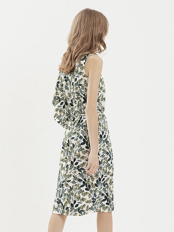 Utenos asimetriska kleita "Miyuki Green Floral Print"