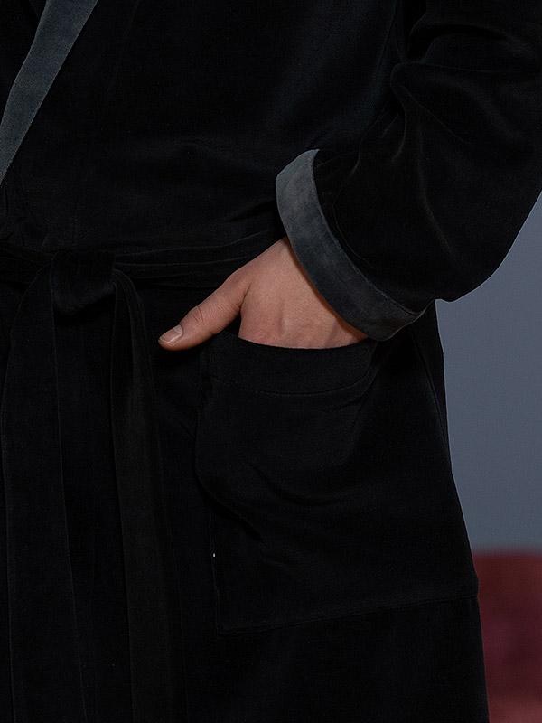 Belmanetti vīriešu kokvilnas halāts "Carl Black - Grey Velour"