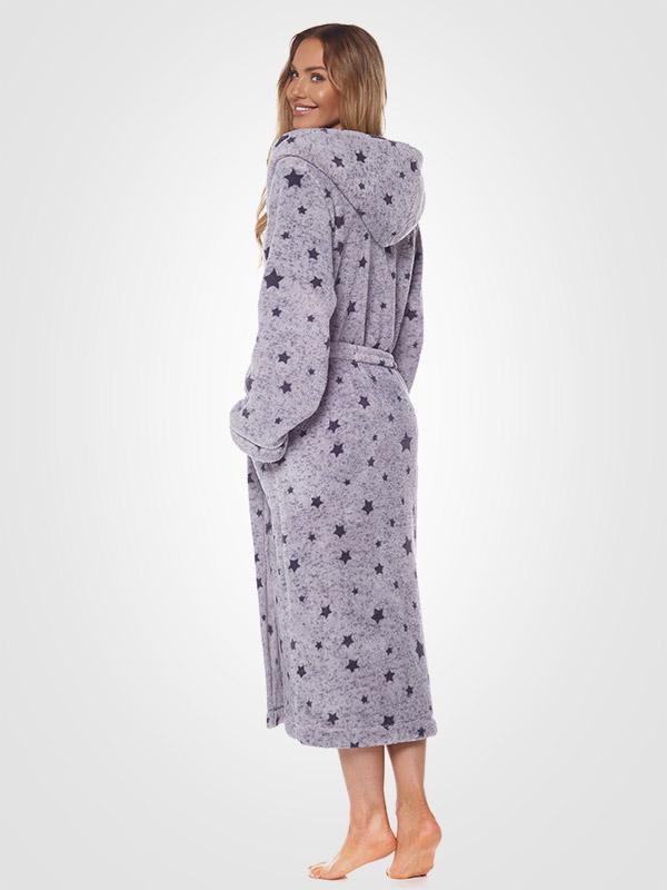 L&L garš halāts ar kapuci "Lunna Melange - Graphite Stars"