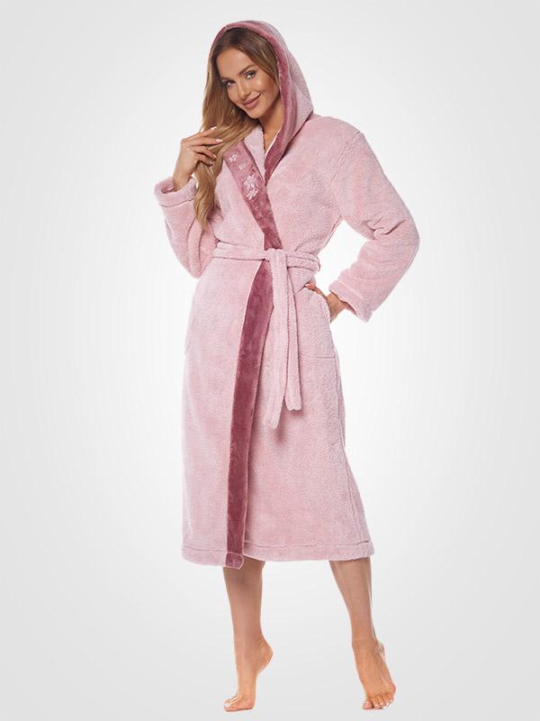 L&L garš halāts ar kapuci "Selene 2 Dusty Pink"
