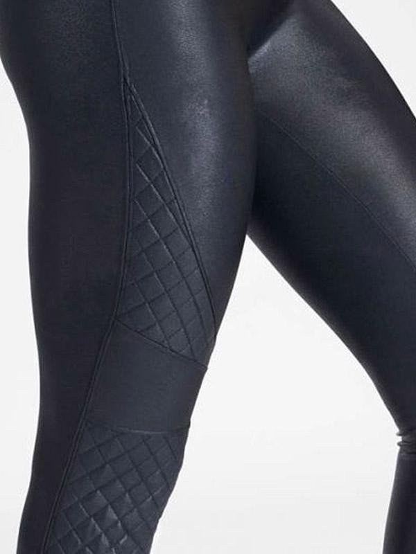 Spanx koriģējoši mākslīgās ādas legingi "Faux Leather Quilted Black"
