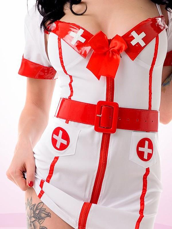Le Frivole костюм из 4 частей "Nurse Sarahi White - Red"
