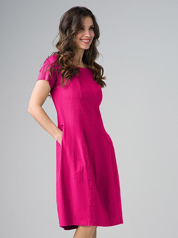 Lega elastīga lina kleita līdz jostasvietai "Angelina Raspberry"