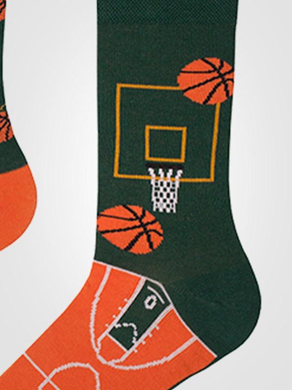 Spalvotos Kojines хлопковые унисекс носки "Basketball Fan Orange - Green"