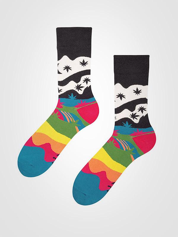 Spalvotos Kojines унисекс хлопковые носки "Cannabis Fields Multicolor"