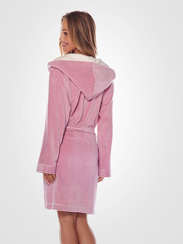 L&L īss kokvilnas halāts ar kapuci "Happy Powder Pink"
