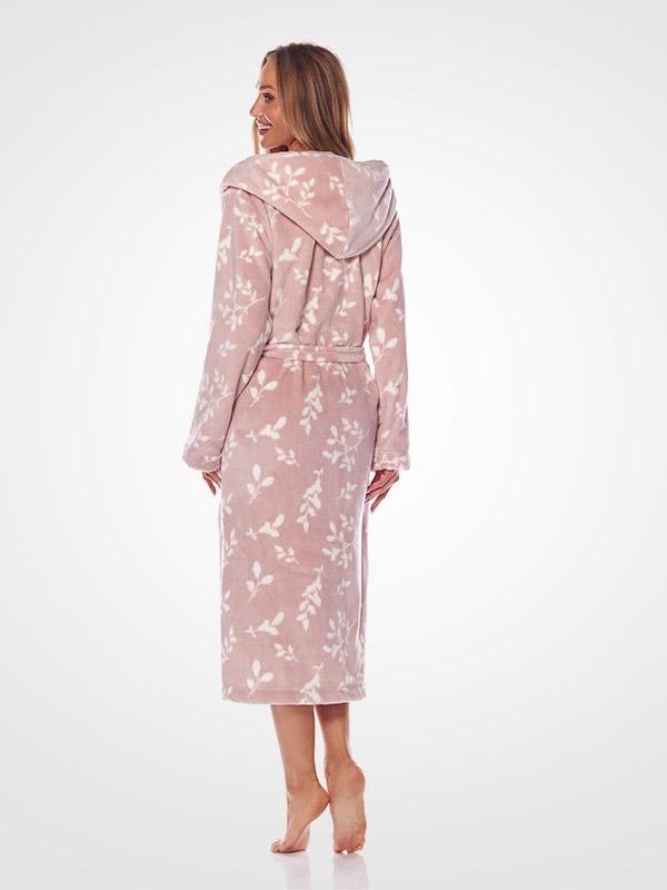 L&L garš halāts ar kapuci "Joanna Light Pink - White"