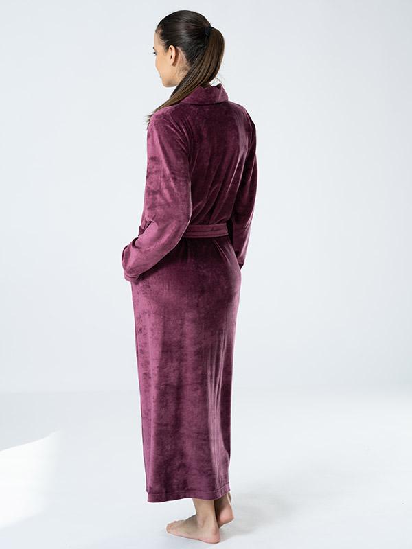 Belmanetti длинный хлопковый халат "Dora Velour Cranberry"