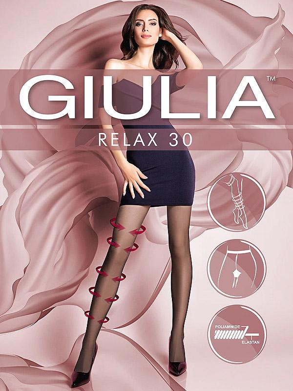 Giulia daļēji matētas zeķbikses ar sadalītu vidēju kompresiju "Relax 30 Den Nero"