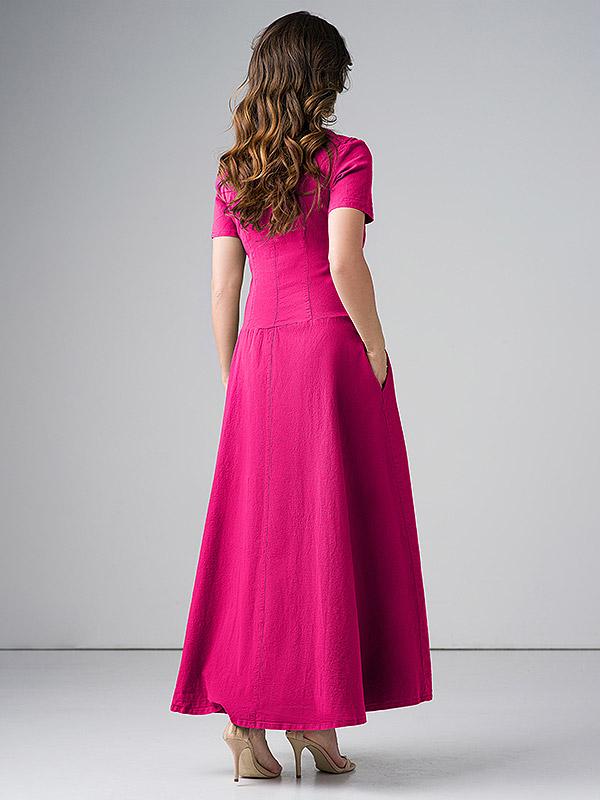 Lega длинное платье из стрейчевого льна "Dominyka Raspberry"