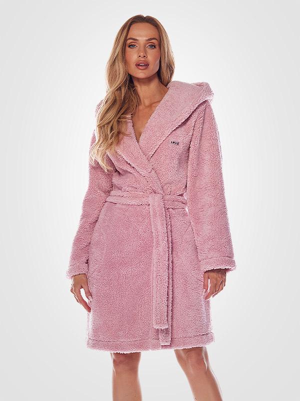 L&L īsais halāts ar kapuci "Brandi Short Light Pink"