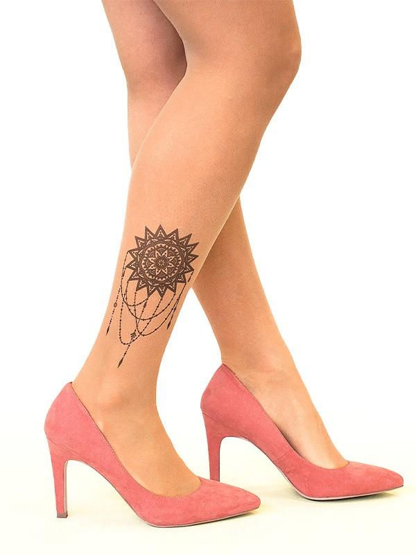 Stop & Stare колготки с татуировкой "Mandala Sun 20 Den Sun"