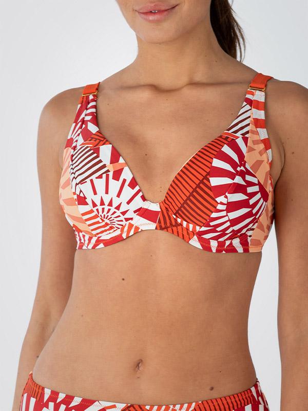 Deidad krūtis samazinošs bikini peldkostīms "Silvia White - Orange - Red"