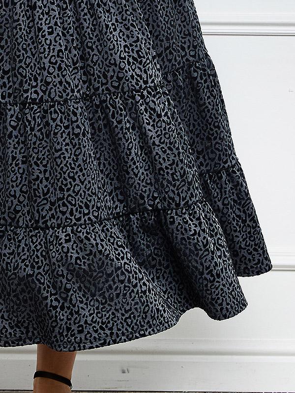 Lega kleita "Yvette Grey - Black Velour Cheetah Pattern"