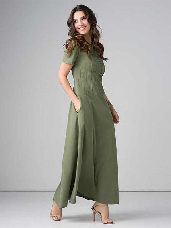 Lega gara kleita no elastīga lina "Dominyka Green"