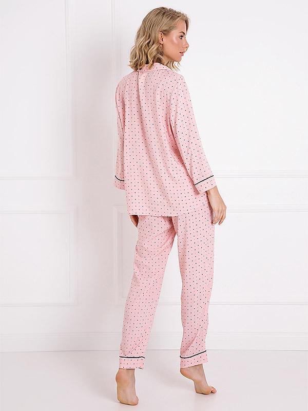 Aruelle viskozes pidžama "Charlotte Long Pink - Black"