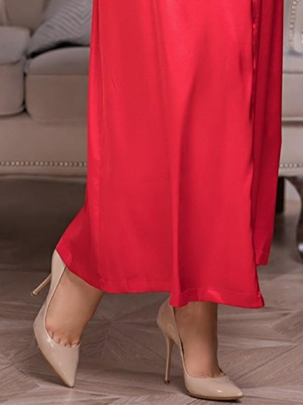 MiaMia garš atlasa halāts "Indrid Long Red"