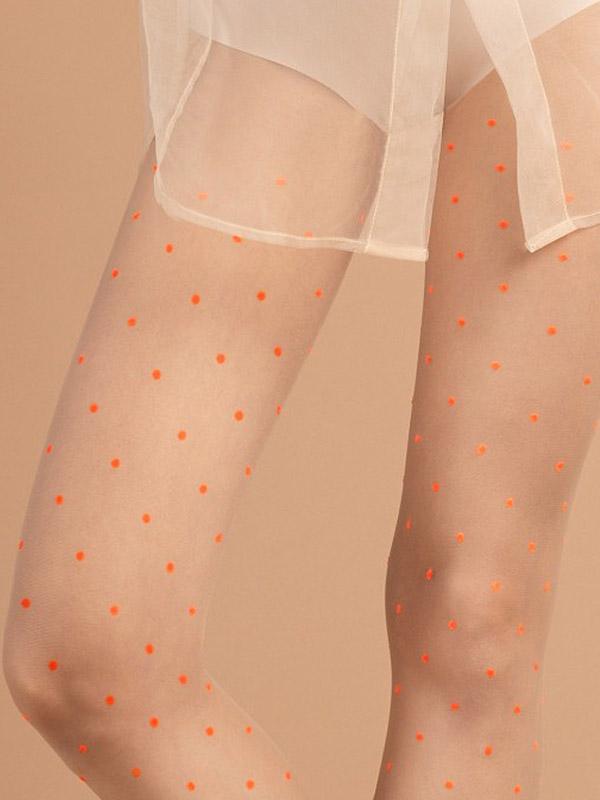Fiore rakstainas zeķubikses "Neon Sprinkle 15 Den Poudre - Orange Dots"