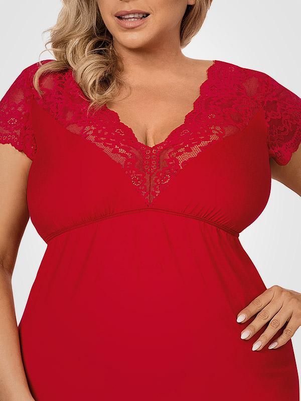 Donna вискозная сорочка с кружевом "Tess Plus Red"