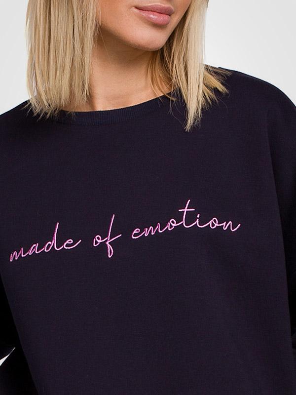 MOE oversize kokvilnas džemperis "Emotion Navy"