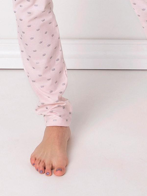 Aruelle kokvilnas pidžama "Q Long White - Pink"
