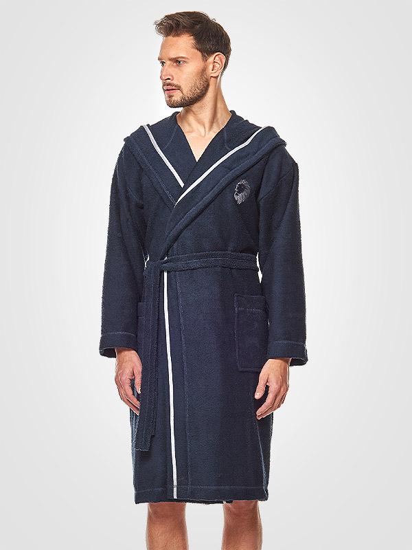 L&L vīriešu kokvilnas halāts ar kapuci "Apollo Navy"