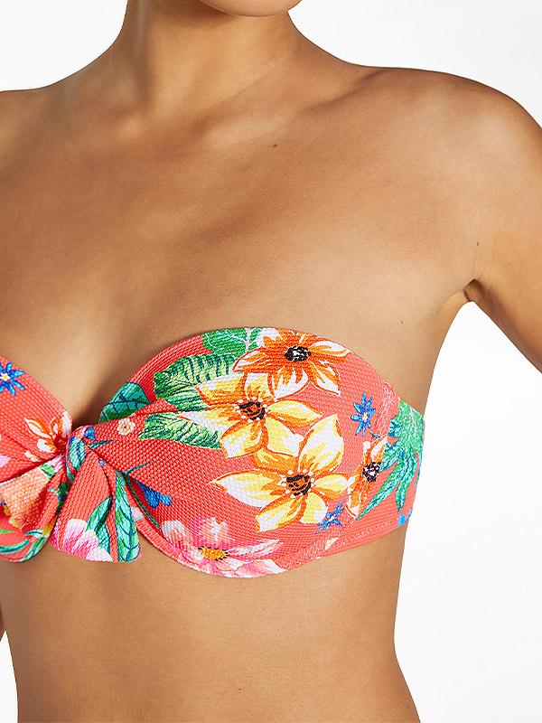 Ysabel Mora bikini bandeau peldkostīms "Helene Coral - Multicolor Flower Print"