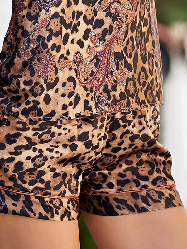 MiaMia шёлковая пижама "Cleopatra Multicolor Leopard Print"