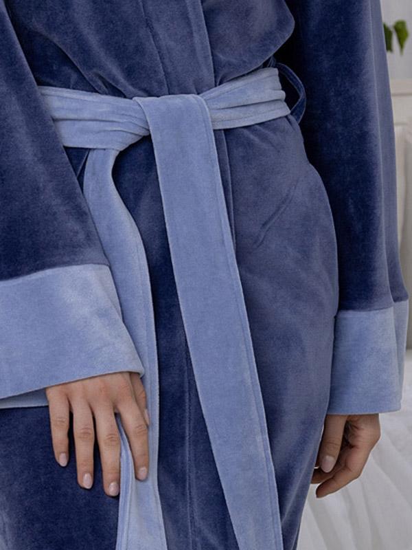 Belmanetti garš bambusa kimono stila halāts "Winnipeg Blue Velour"