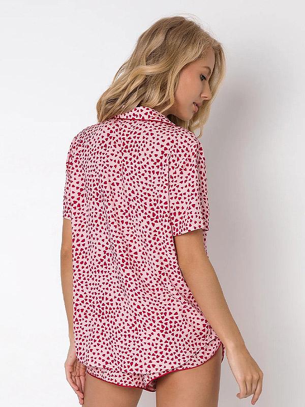 Aruelle īsa viskozes pidžama "Erica Short Pink - Fuchsia Heart Print"