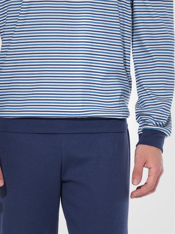 You 365 vīriešu kokvilnas pidžama "Niccolo Stripe Dark Blue"
