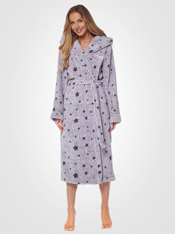 L&L garš halāts ar kapuci "Lunna Melange - Graphite Stars"
