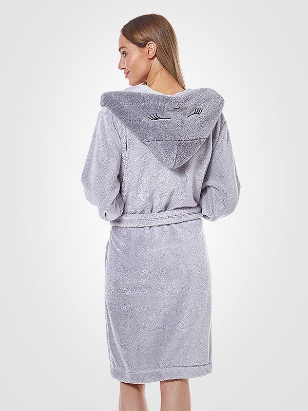 L&L īss halāts ar kapuci "Maia Crystal Grey"