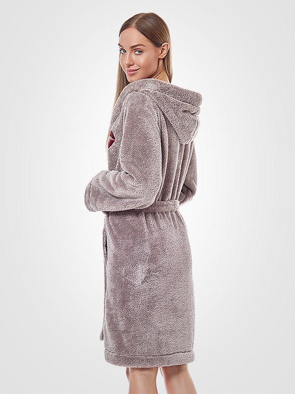L&L īss halāts ar kapuci "Demetra Opal Grey"