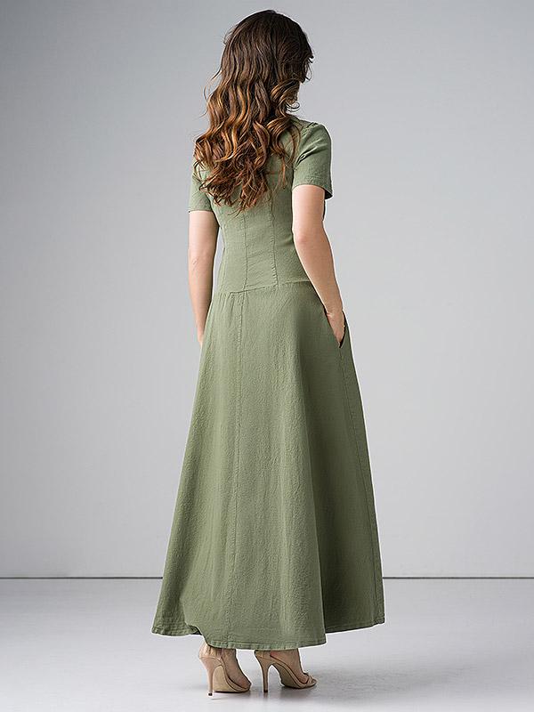 Lega gara kleita no elastīga lina "Dominyka Green"
