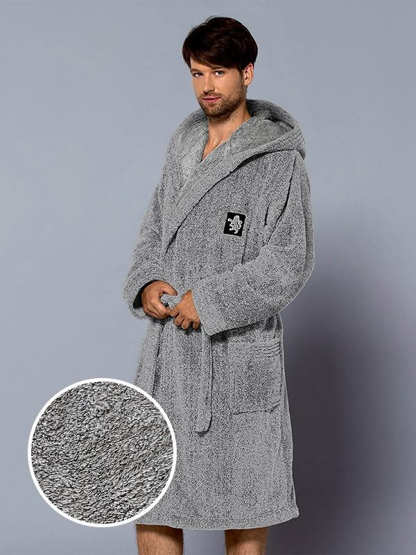 L&L vīriešu halāts ar kapuci "Bruce Melange"
